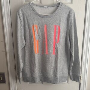 GAP Women's Heather Gray Sweater with Neon Accents